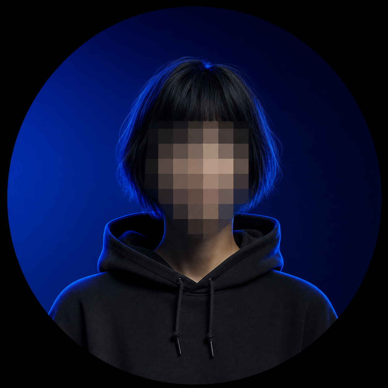 Anonymous faceless channel operator with a pixelated identity